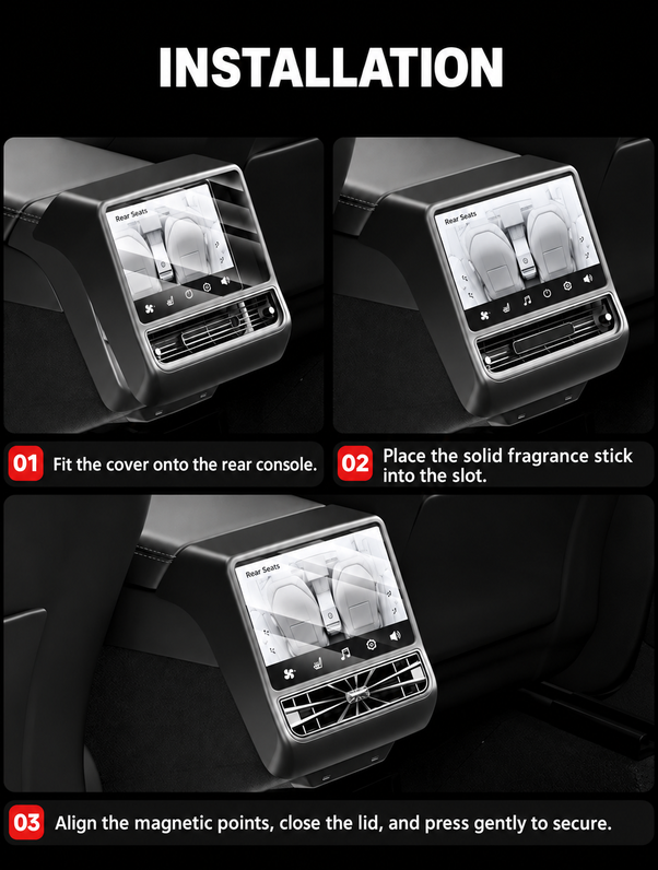 Tesla Model 3 & Model Y Rear Screen Vent Cover – Simple fitting sequence