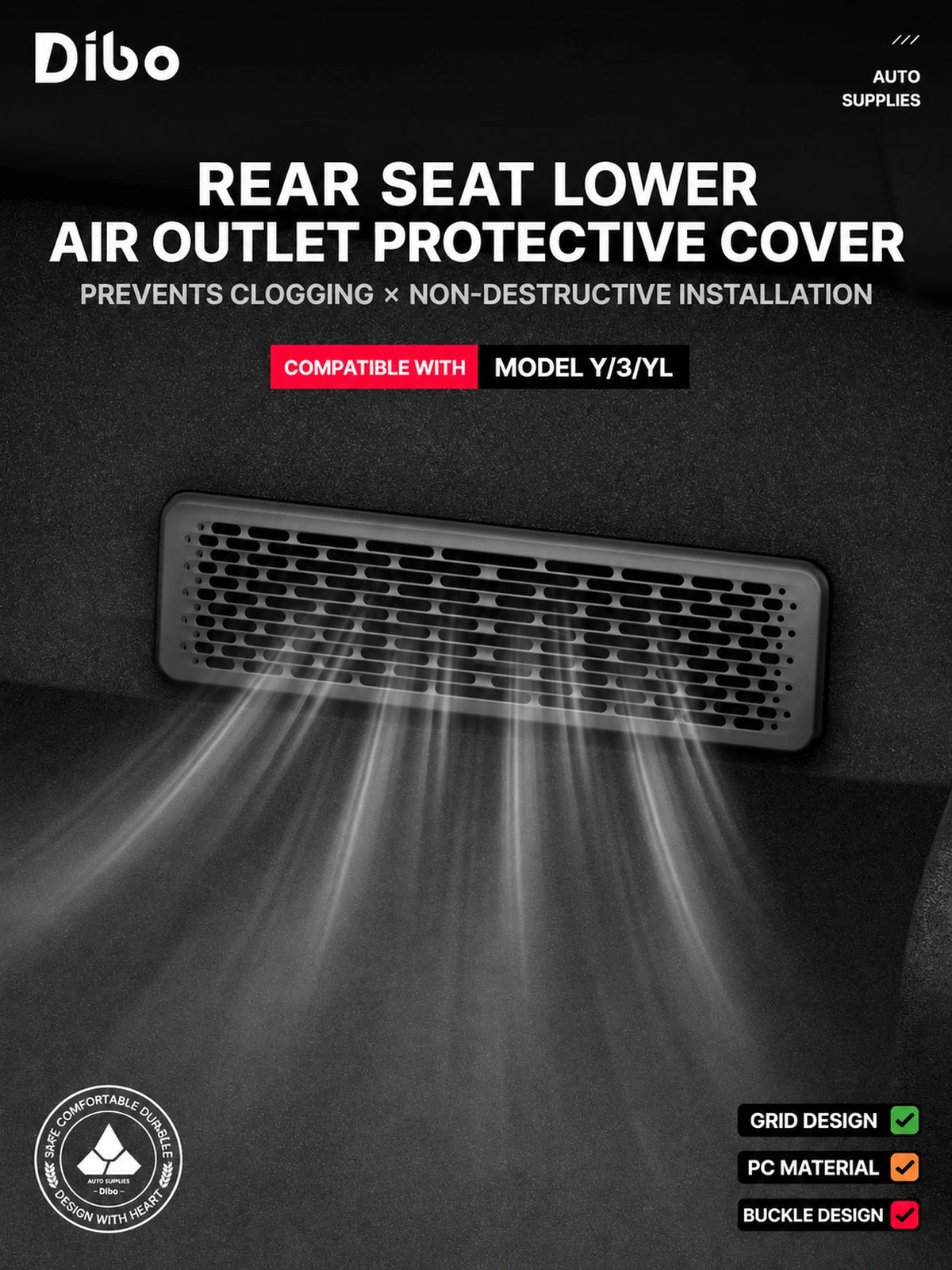 Tesla Model 3 & Model Y Under-Seat Vent Covers – English product detail
