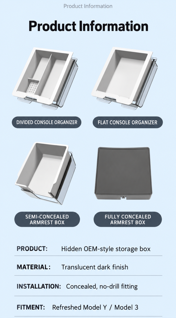 Tesla Model 3 & Model Y Console Organizer Trays | Dibo - English product detail 5