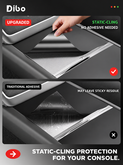 Static cling versus traditional adhesive console protector