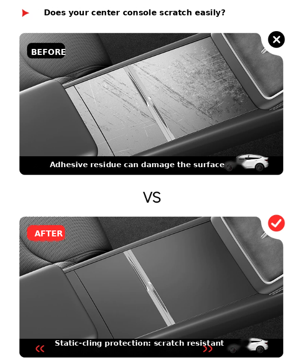 Before and after console surface protection