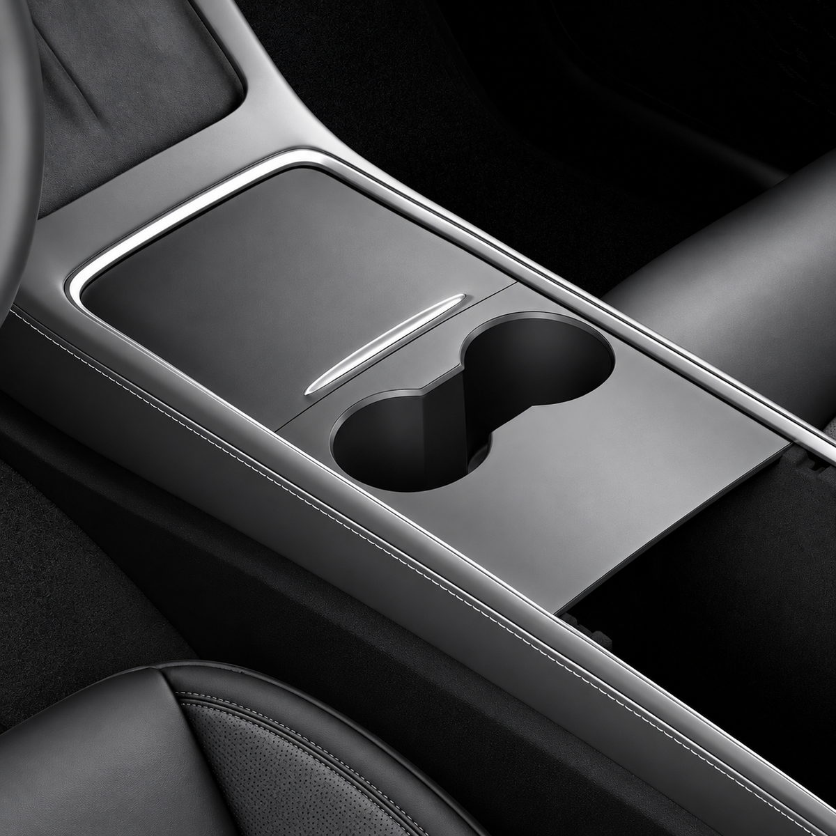 Close-up of protected Tesla center console