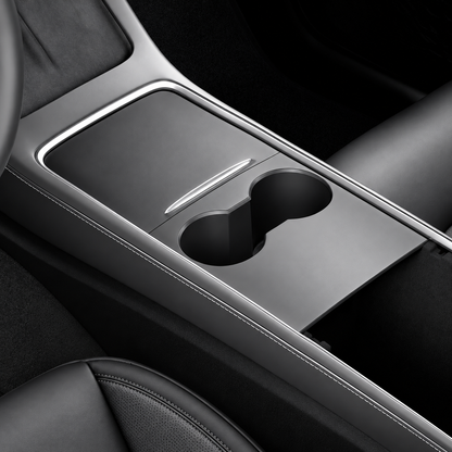 Close-up of protected Tesla center console