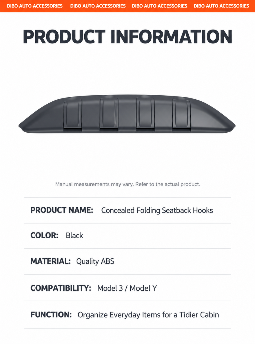 ABS folding seatback hook bar specifications