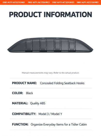 ABS folding seatback hook bar specifications