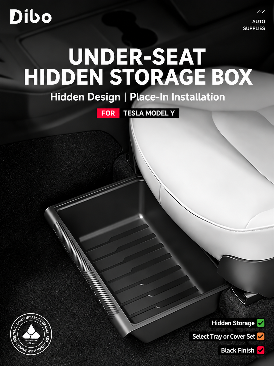 Dibo under-seat storage tray for Tesla Model Y