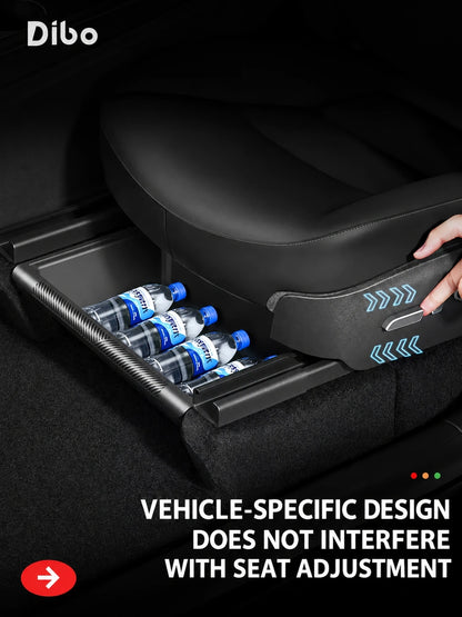 Under-seat storage positioned beneath adjustable seat