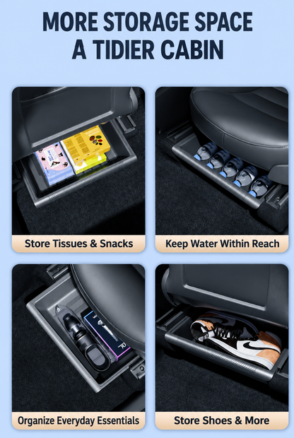 Examples of everyday items organized under seats