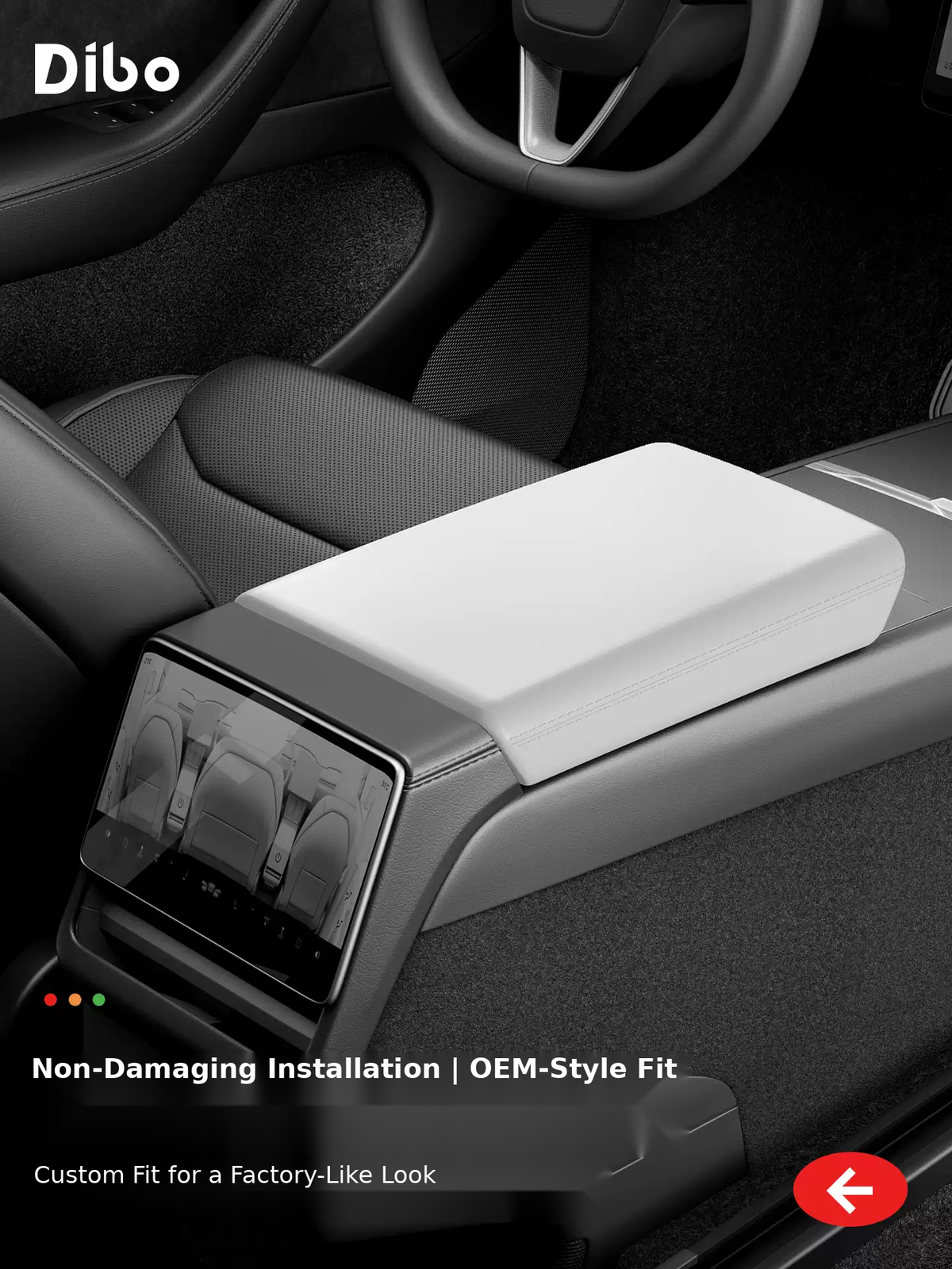 Slip-on armrest cover fitted to Tesla center console
