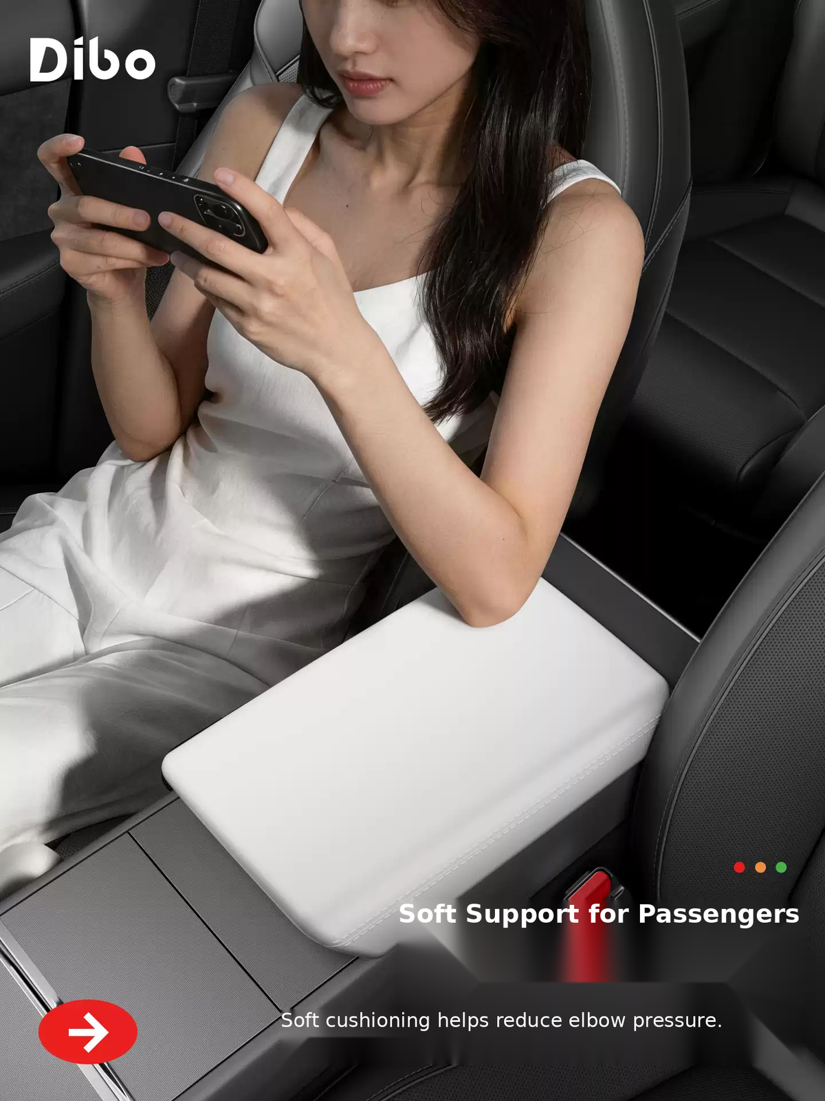 Soft-touch silicone armrest cover in use