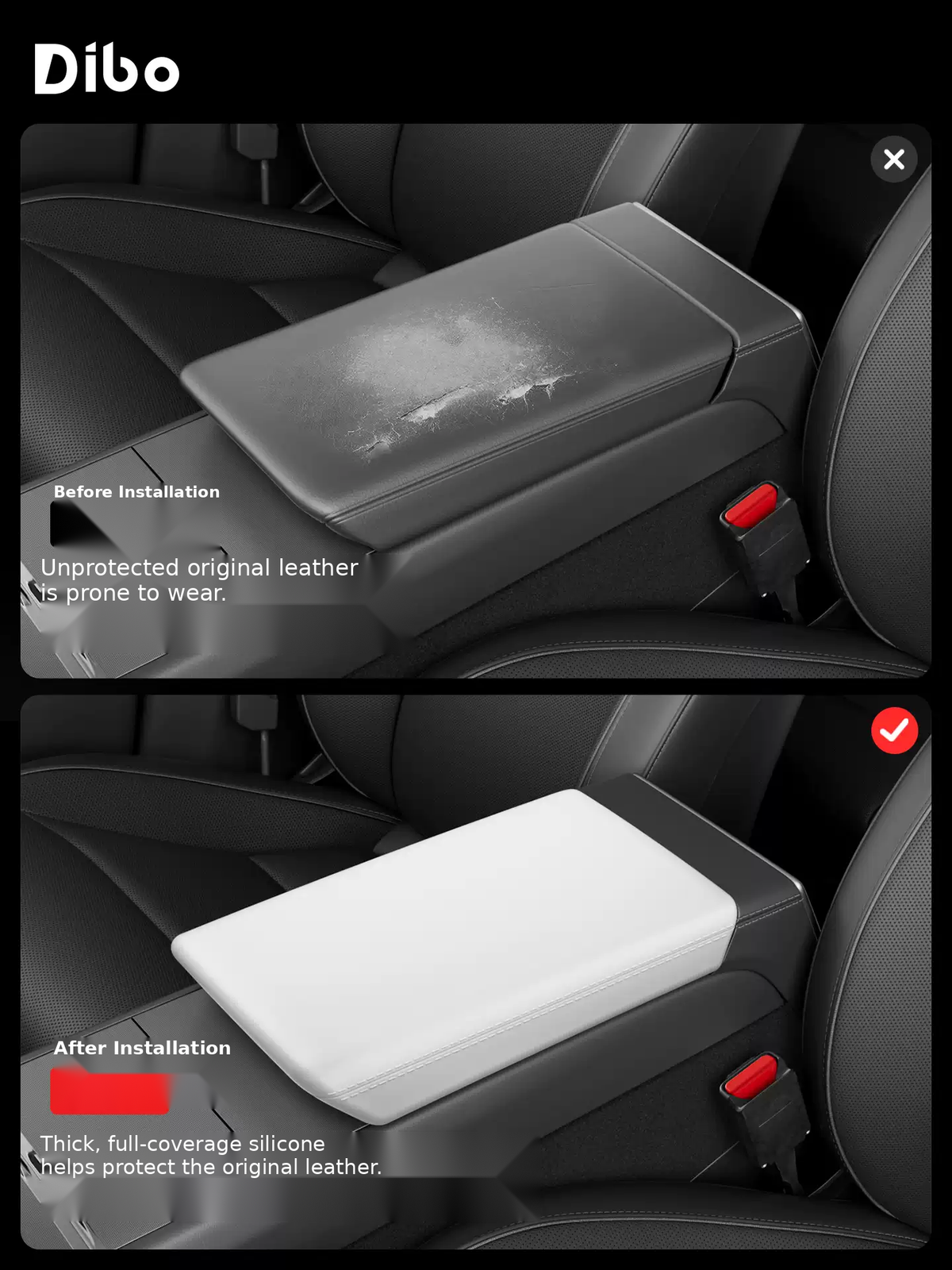 Before and after protection of center armrest