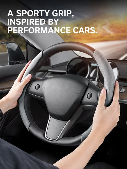 Tesla Model 3 & Model Y Suede Steering Wheel Grip Covers - English product detail 1