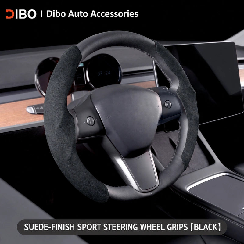 Tesla Model 3 & Model Y Suede Steering Wheel Grip Covers - English product detail 4