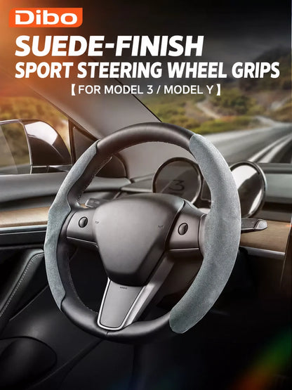 Tesla Model 3 & Model Y Suede Steering Wheel Grip Covers - English product detail 5