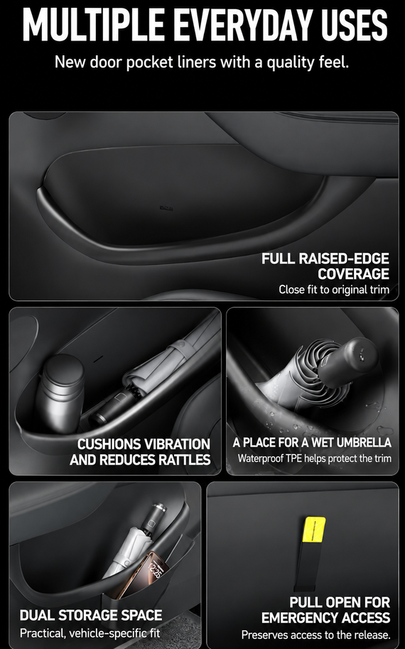 Tesla Model 3 Highland & Model Y Door Pocket Liners | Dibo - English product detail 7