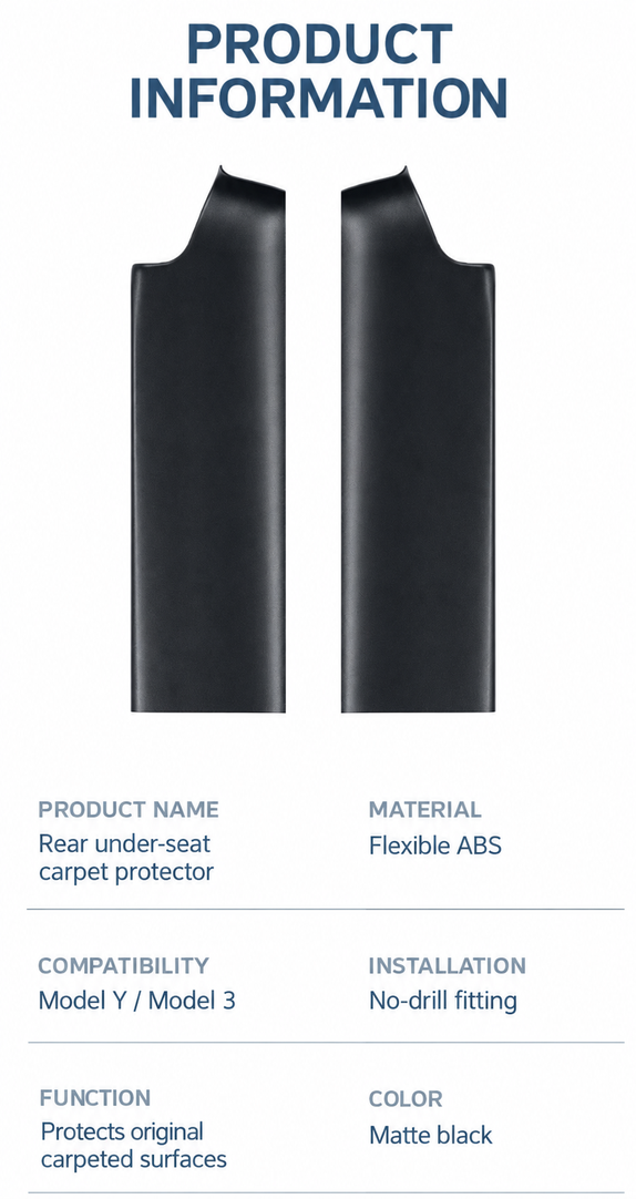 Tesla Model 3 Highland & Model Y Under-Seat Carpet Protectors - English product detail 6