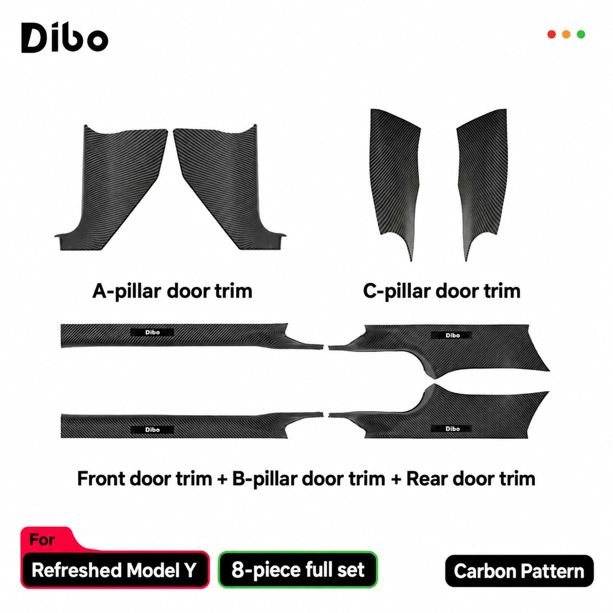 Refreshed Model Y / 8-piece full set / carbon pattern