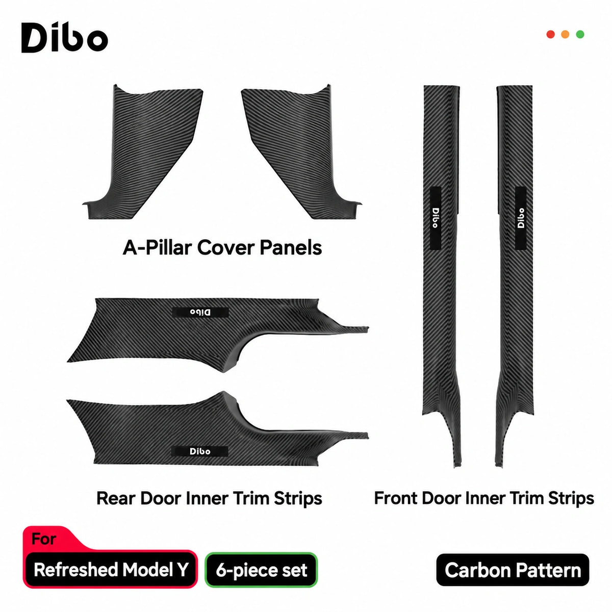 Refreshed Model Y / 6-piece set / carbon pattern