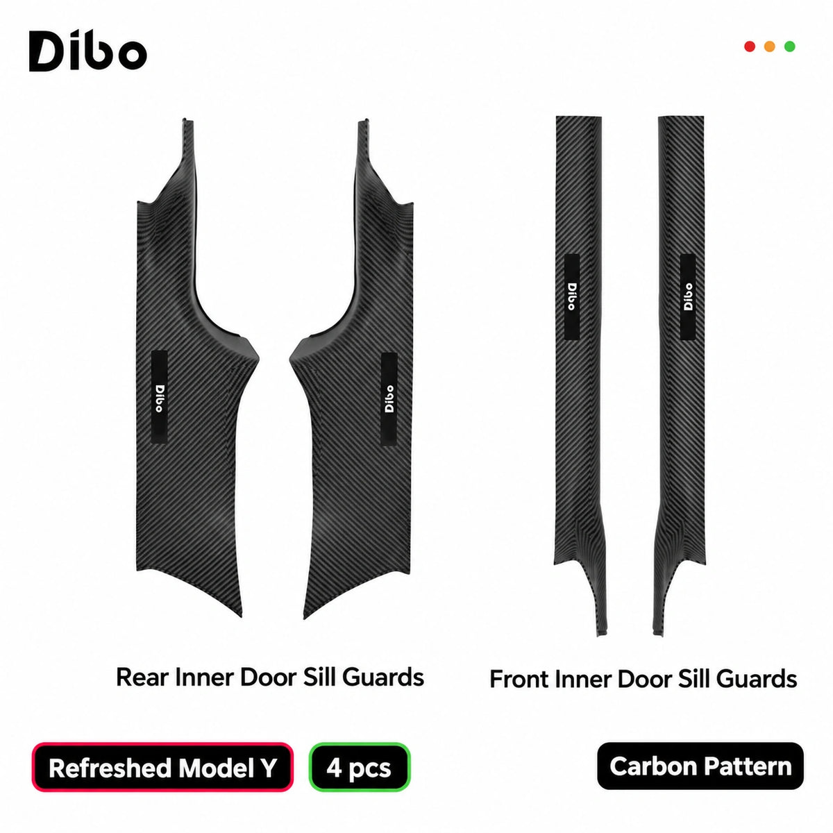 Refreshed Model Y / front + rear sill guards - 4 pcs / carbon pattern