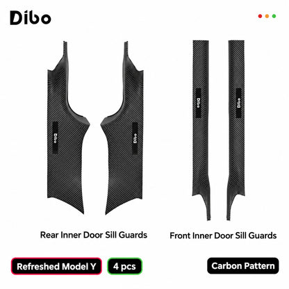 Refreshed Model Y / front + rear sill guards - 4 pcs / carbon pattern