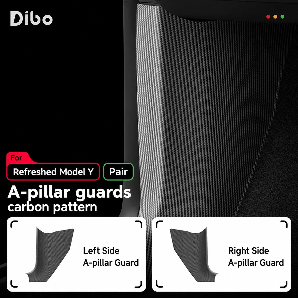 Refreshed Model Y / A-pillar guards - pair / carbon pattern