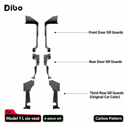 Model Y L six-seat / front + rear + third-row sill set / carbon pattern