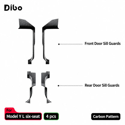 Model Y L six-seat / front + rear sill guards - 4 pcs / carbon pattern
