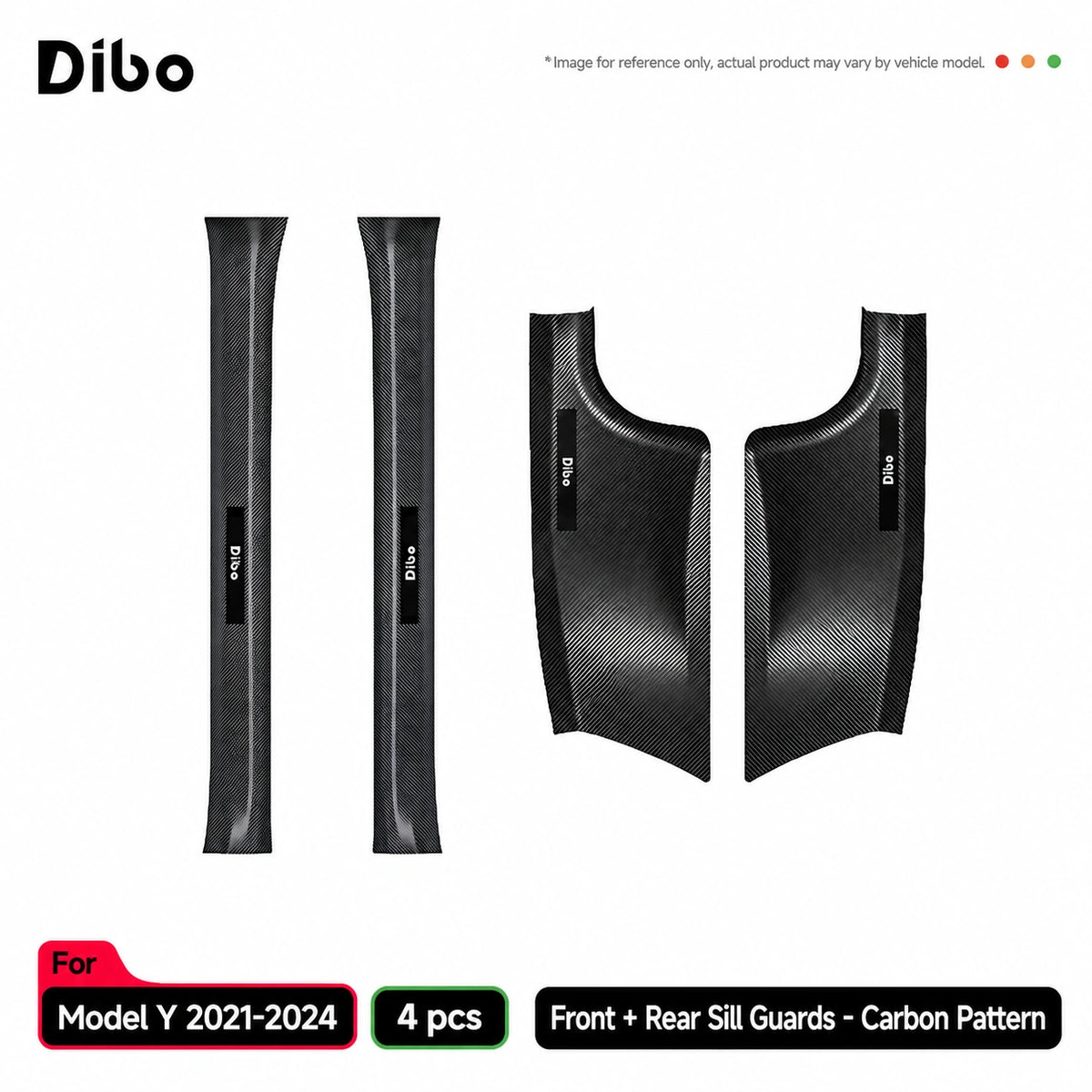 Model Y 2021-2024 / front + rear sill guards - 4 pcs / carbon pattern