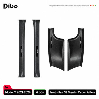 Model Y 2021-2024 / front + rear sill guards - 4 pcs / carbon pattern