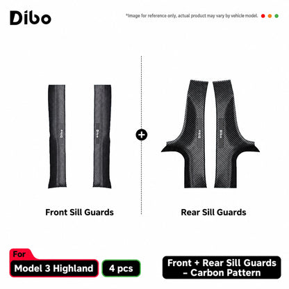 Model 3 Highland / front + rear sill guards - 4 pcs / carbon pattern
