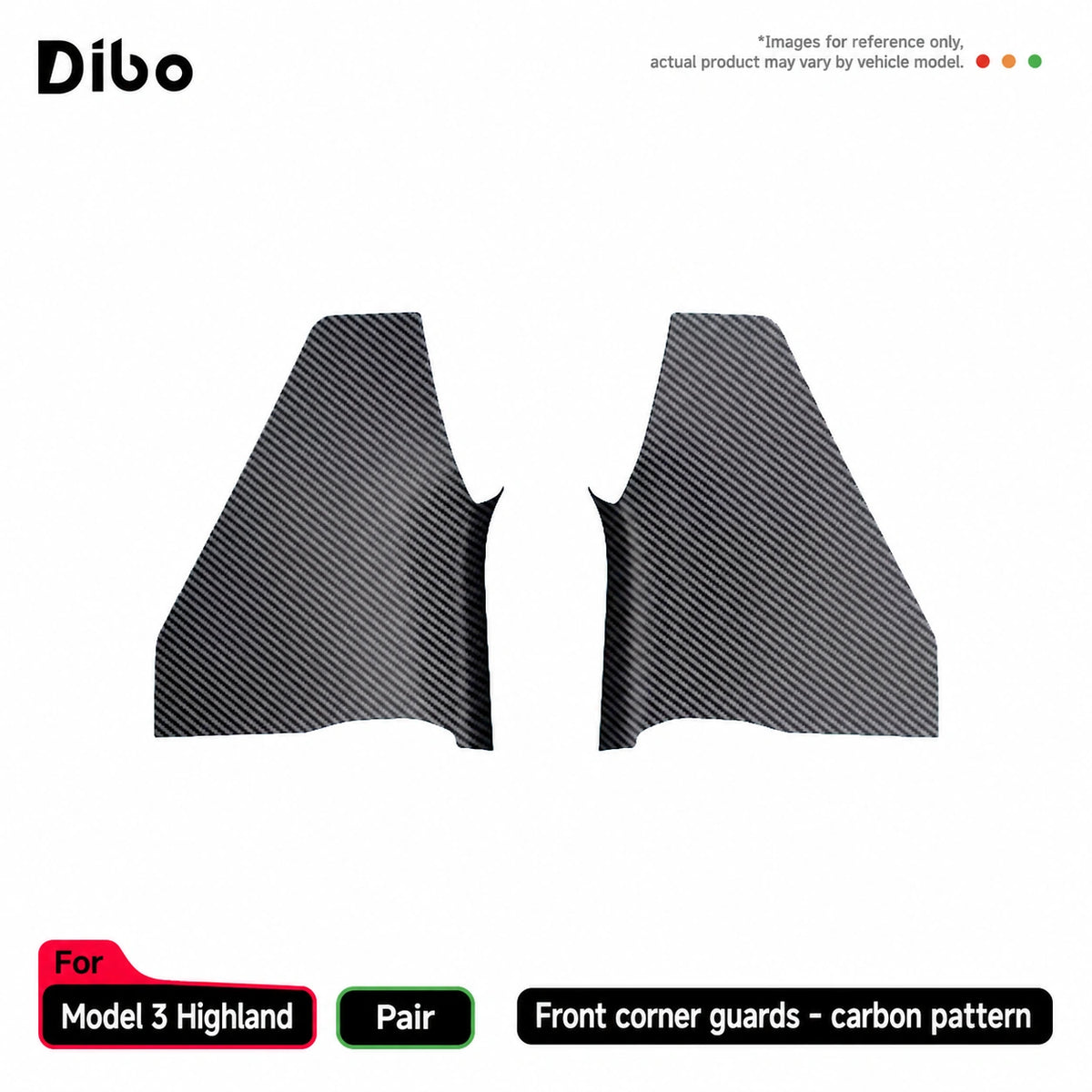 Model 3 Highland / front corner guards - pair / carbon pattern