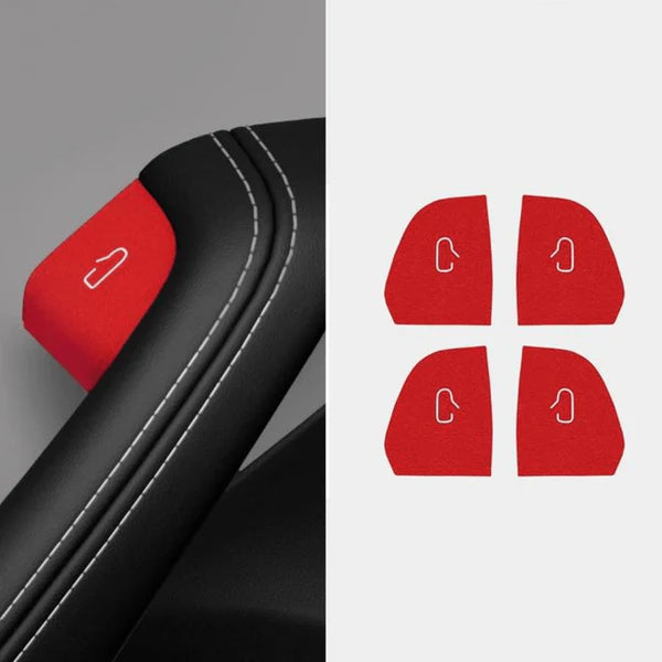 Tesla Model Y Juniper & Model 3 Highland Door Open Button Stickers – Premium Anti-Stain Suede Interior Upgrade
