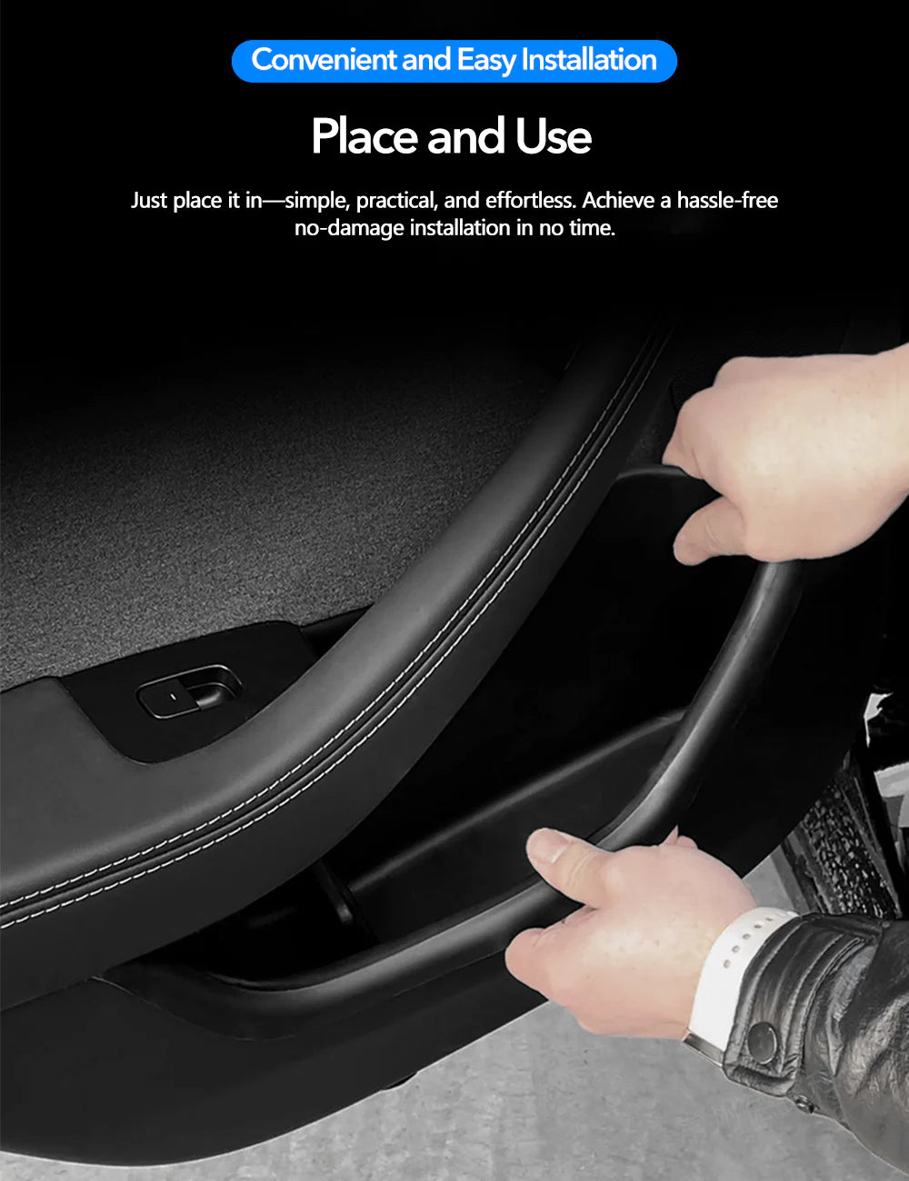 Door Storage Box Organizer for Tesla Model 3 Highland 2023.11–2024 | Custom-Fit TPE Door Pocket Insert | Non-Slip Interior Storage