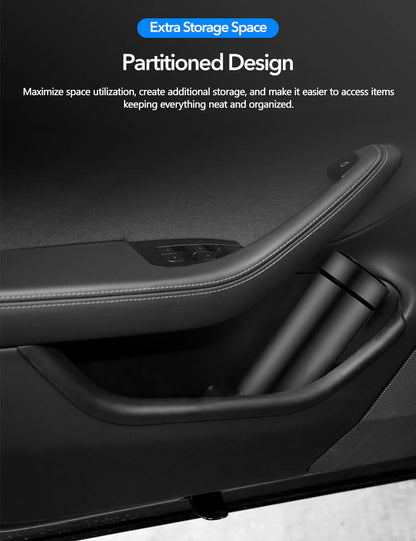 Door Storage Box Organizer for Tesla Model 3 Highland 2023.11–2024 | Custom-Fit TPE Door Pocket Insert | Non-Slip Interior Storage