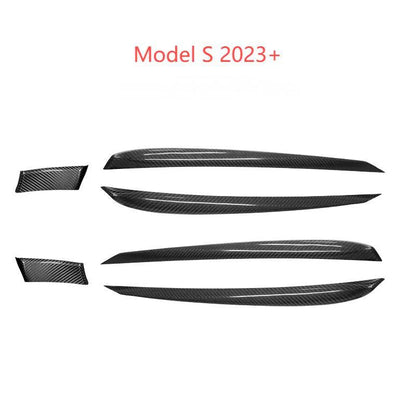 Dry Carbon Fiber Door Trim Overlay for Tesla Model S ModelX Model 3 ModeY (2021+) – Real Molded Carbon Fiber Interior Upgrade