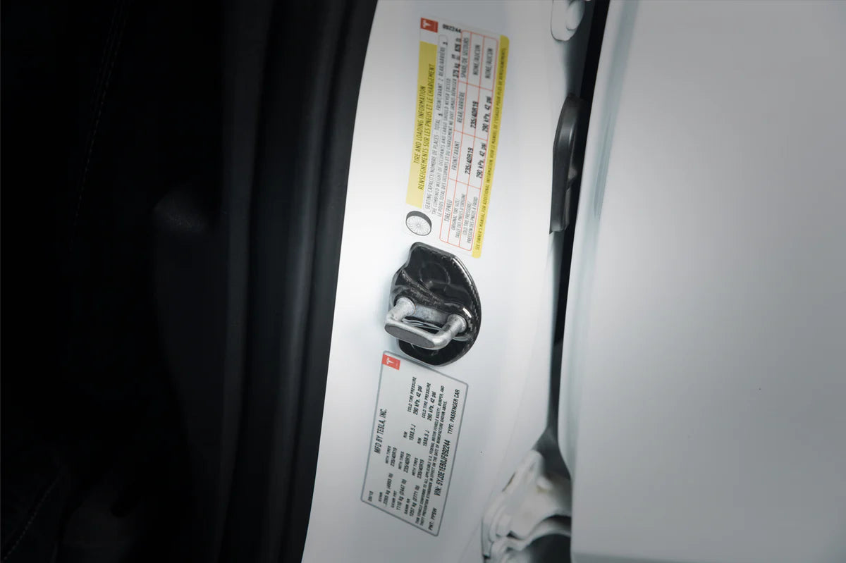 Carbon Fiber Door Lock Covers for Tesla Model 3 & Model Y – Gloss or Matte Finish, Peel & Stick Interior Trim Upgrade