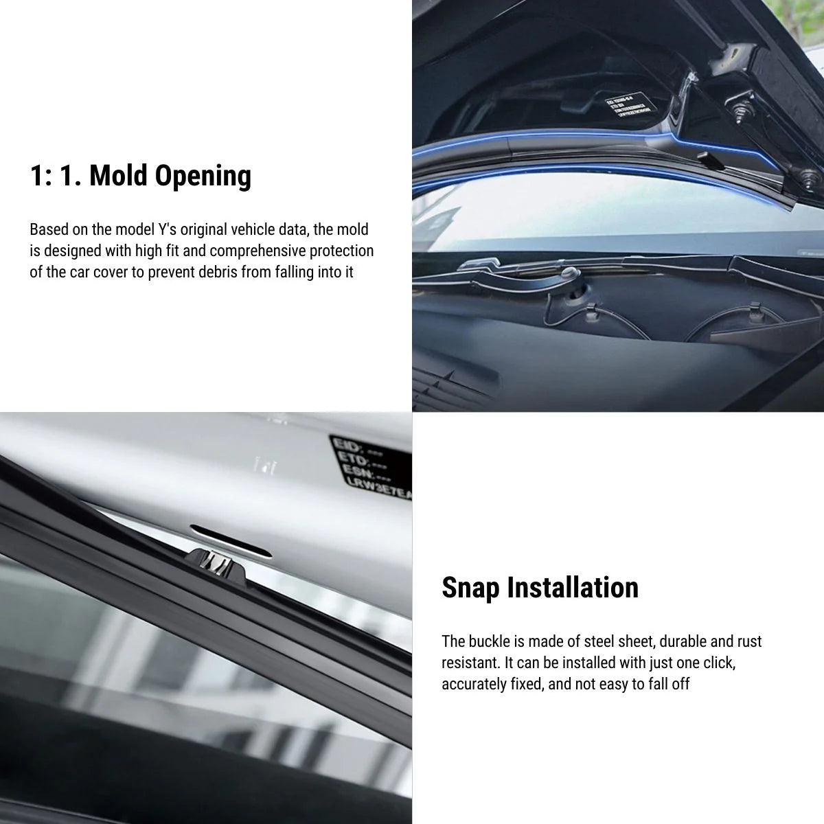 Double-Channel Waterproof Strip for Tesla Model Y 2020–2024 | All-Weather Seal Guard | ABS+Rubber Protective Gap Cover