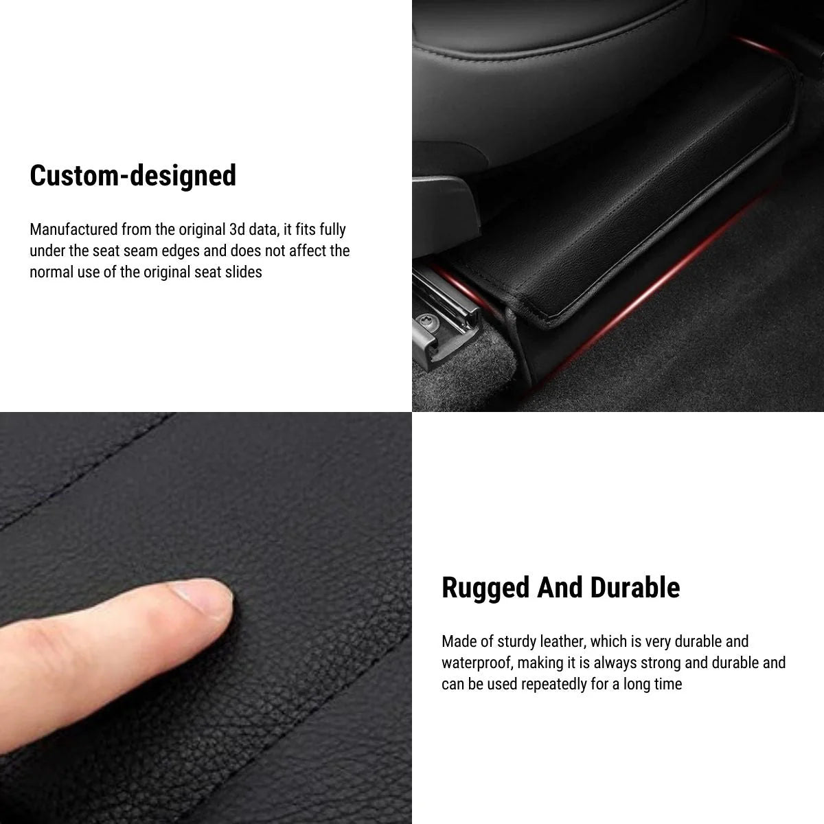 Under-Seat Storage Box Organizer for Tesla Model Y | Foldable Waterproof Leather Bin with Handle, Velcro Closure & Flip-Top Access (Driver & Passenger Side)