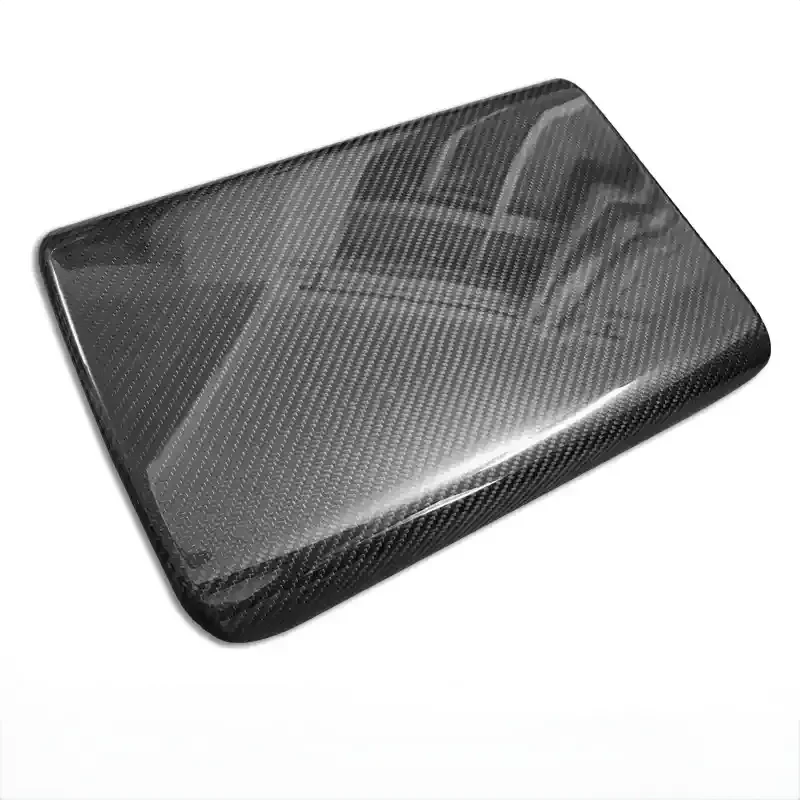 Dry Carbon Fiber Armrest Box Cover Overlay for Tesla Model S/X 2021+ | Real Carbon Interior Trim Upgrade