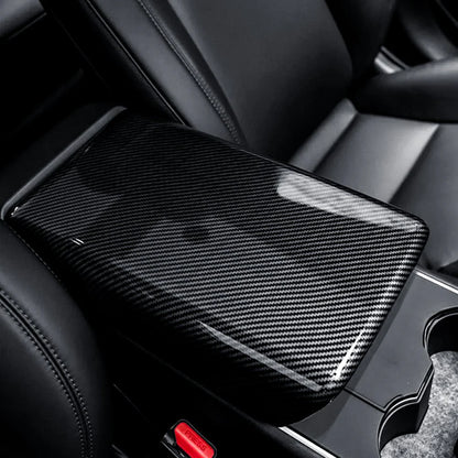 Dry Carbon Fiber Armrest Box Trim Cover for Tesla Cybertruck (2024–On) | Lightweight Interior Protection Upgrade