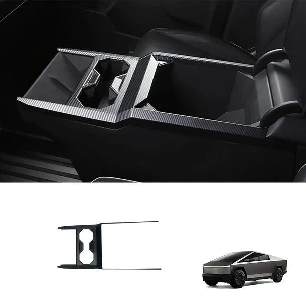 Dry Carbon Fiber Center Console Cup Holder Trim Cover for Tesla Cybertruck (2024–Present)
