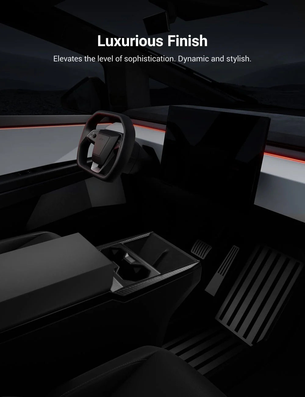 Dry Carbon Fiber Center Console Cup Holder Trim Cover for Tesla Cybertruck (2024–Present)