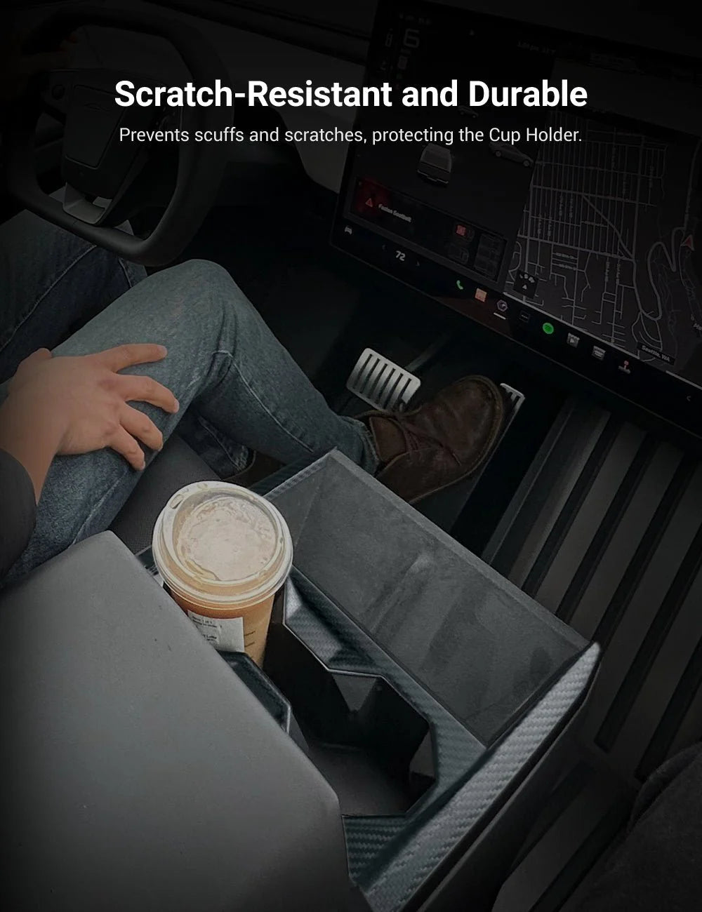 Dry Carbon Fiber Center Console Cup Holder Trim Cover for Tesla Cybertruck (2024–Present)