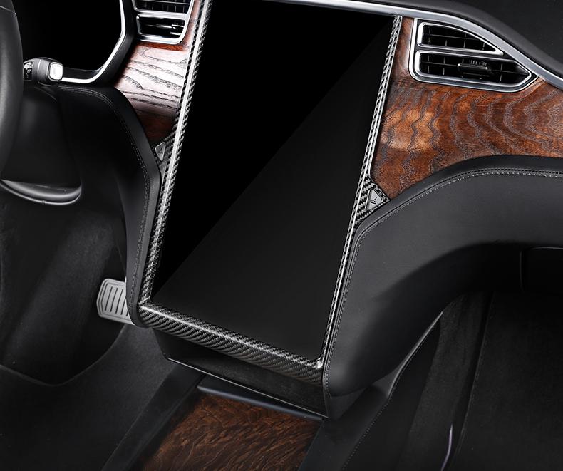 Dry Carbon Fiber Center Display Frame Overlay Trim for Tesla Model X/S (2012–2020)