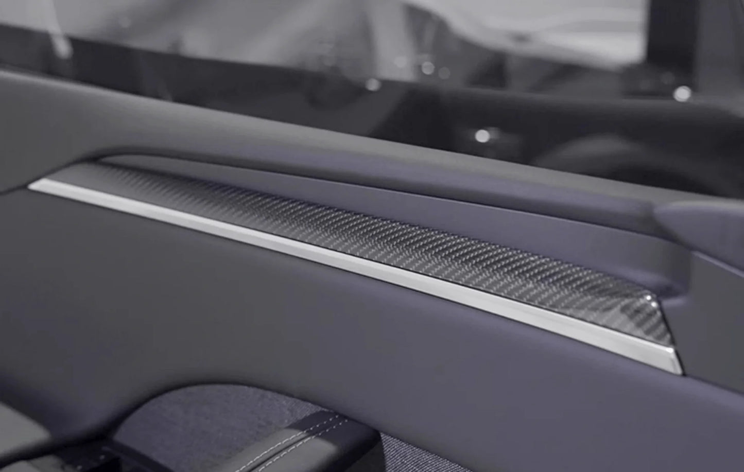 Dry Carbon Fiber Door Trim Overlay for Tesla Model S / Model X (2021+) | Interior Door Panel Upgrade