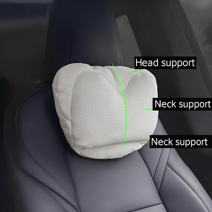 Dual-Layer Pressure Relief car seat Headrest merch Pillow for Tesla Model 3, Model Y, Model S, Model X (All Years) – Italian Brushed Fabric, Adjustable Cervical Support