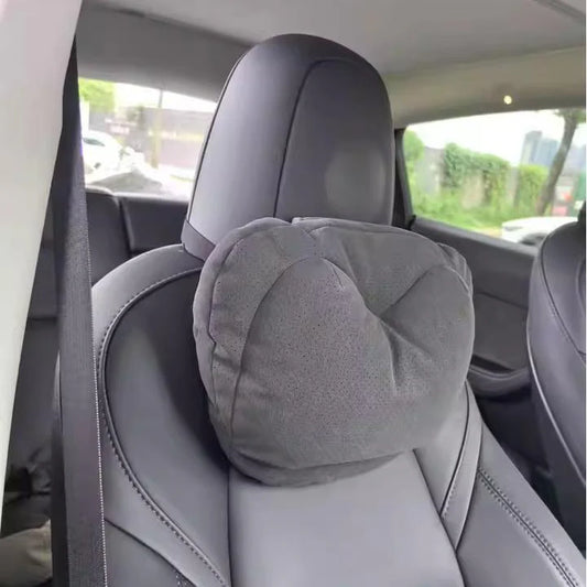 Dual-Layer Pressure Relief car seat Headrest merch Pillow for Tesla Model 3, Model Y, Model S, Model X (All Years) – Italian Brushed Fabric, Adjustable Cervical Support