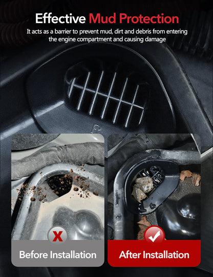 Engine Compartment Mud Cover for Tesla Model Y – Custom-Fit Rear Under-Hatch Protective Shield, ABS Durable Splash Guard (2PCS)