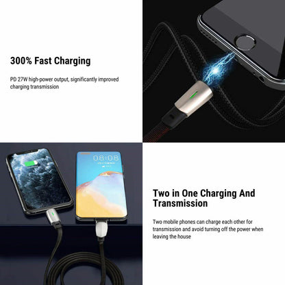 Fast Charging Coiled Data Cable for Tesla Model 3 Model Y Model S Model X & Cybertruck – 27W USB-C / Lightning Cable for Center Console