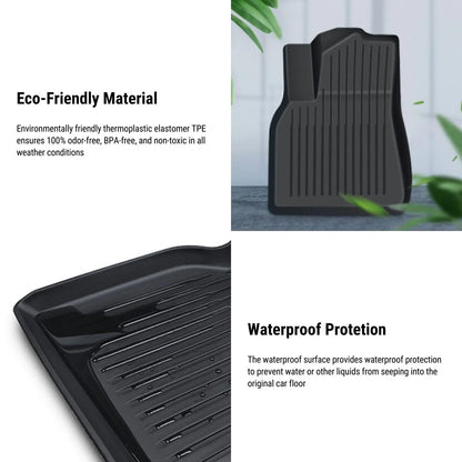 All-Weather Floor Mats for Tesla Model S (2021–2025, Left-Hand Drive) | Custom-Fit TPE Interior Liners with Frunk & Trunk Protection
